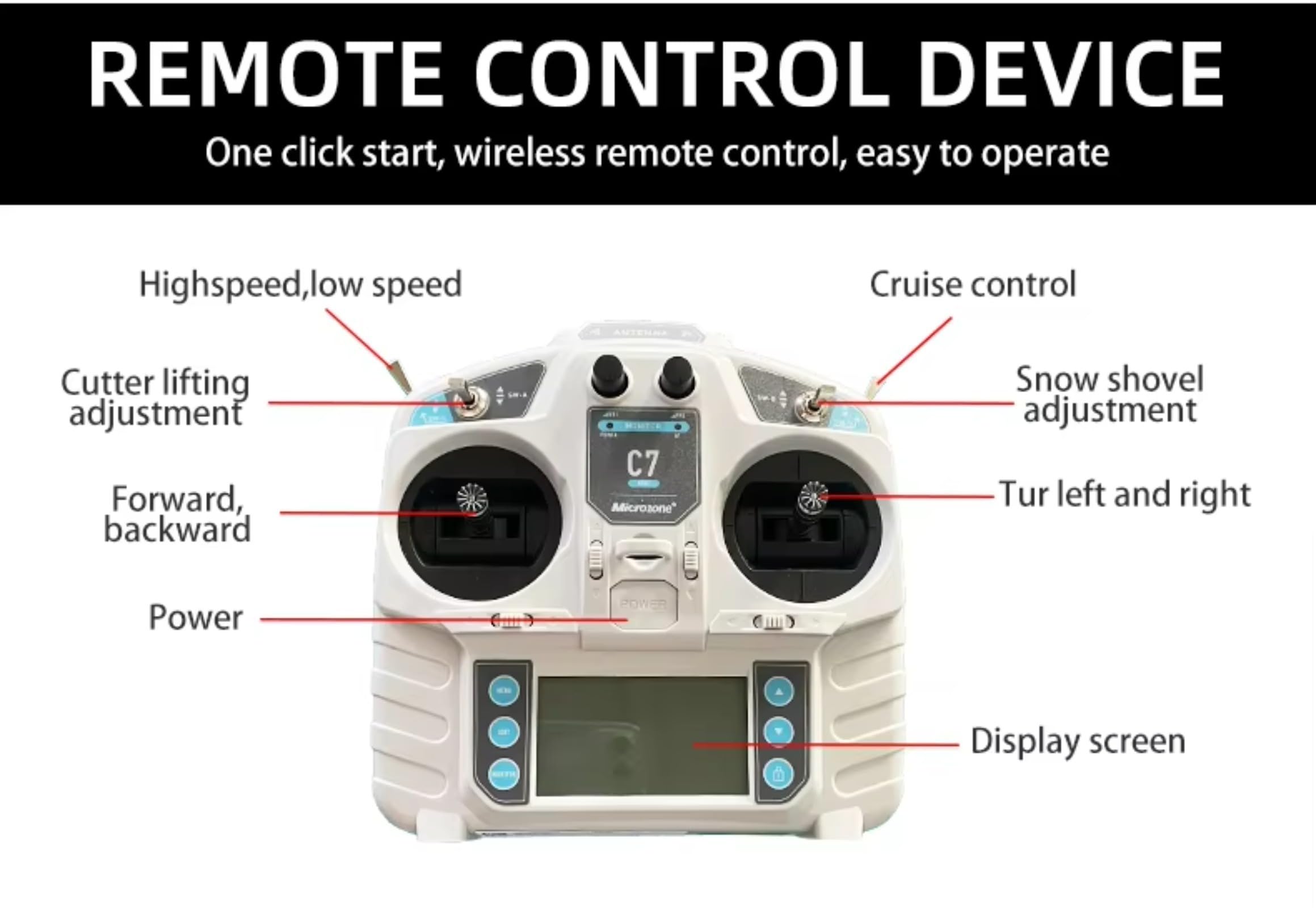 Robot de corte de césped, cortacésped con control remoto 4WD para grandes patios traseros y campos, cuenta con altura y velocidad de corte ajustables