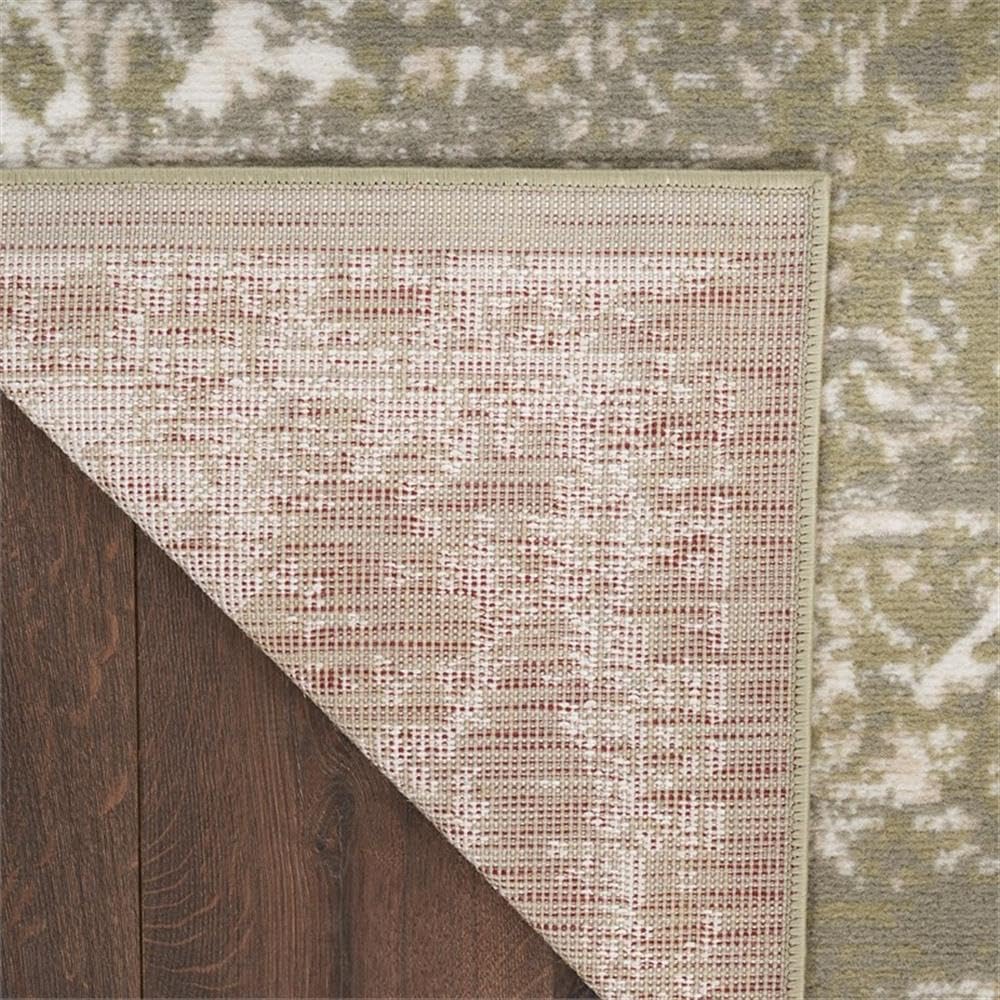 Pemberly Row 8' x 10' Olive Vintage Area Rug, 100% Polypropylene, Distressed Medallion Pattern, Machine-Made Durable Rectangle Rug, Medium-Thick Pile, Cozy Texture for Living Room or Bedroom Decor