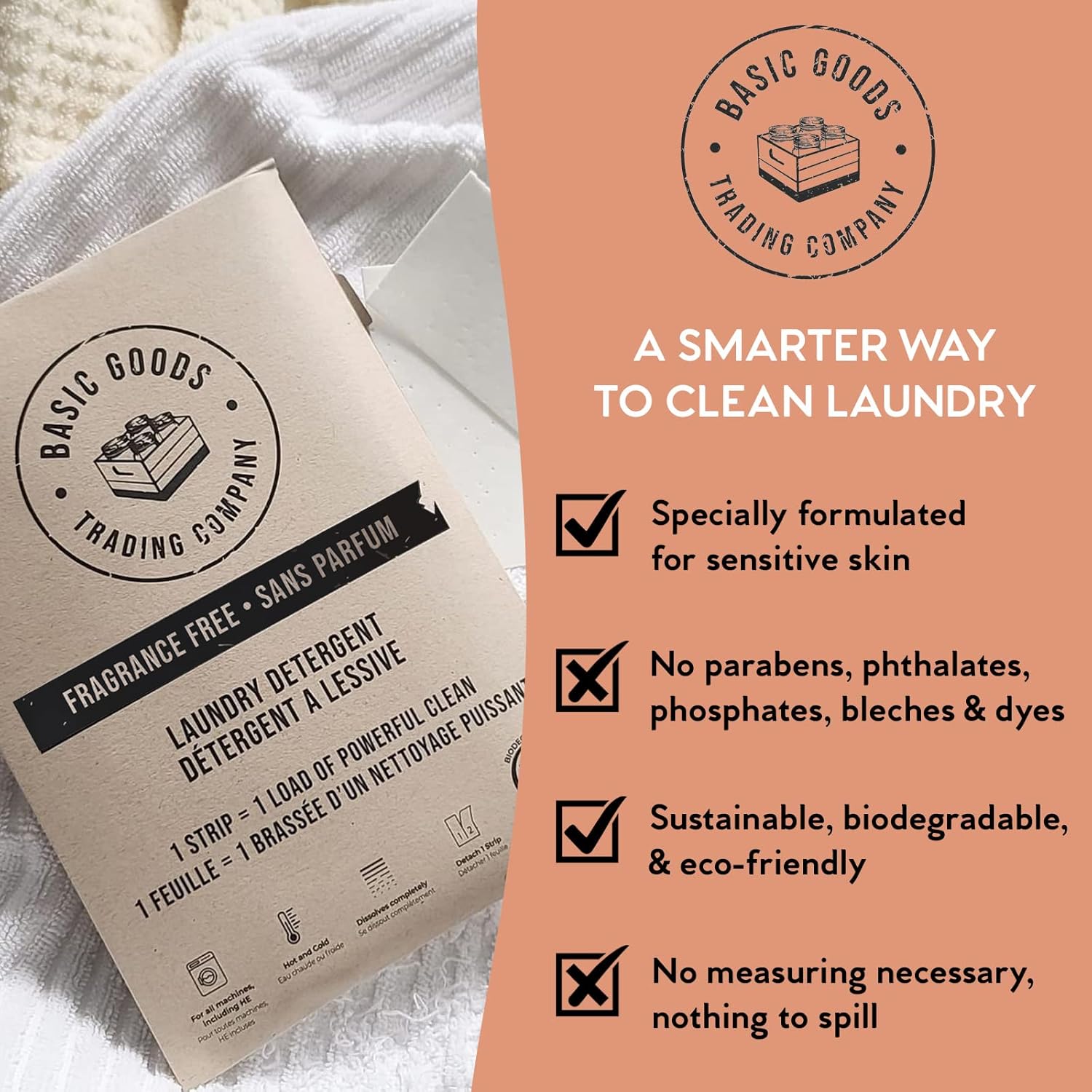 Basic Goods Trading Company Hojas de detergente hipoalergénicas