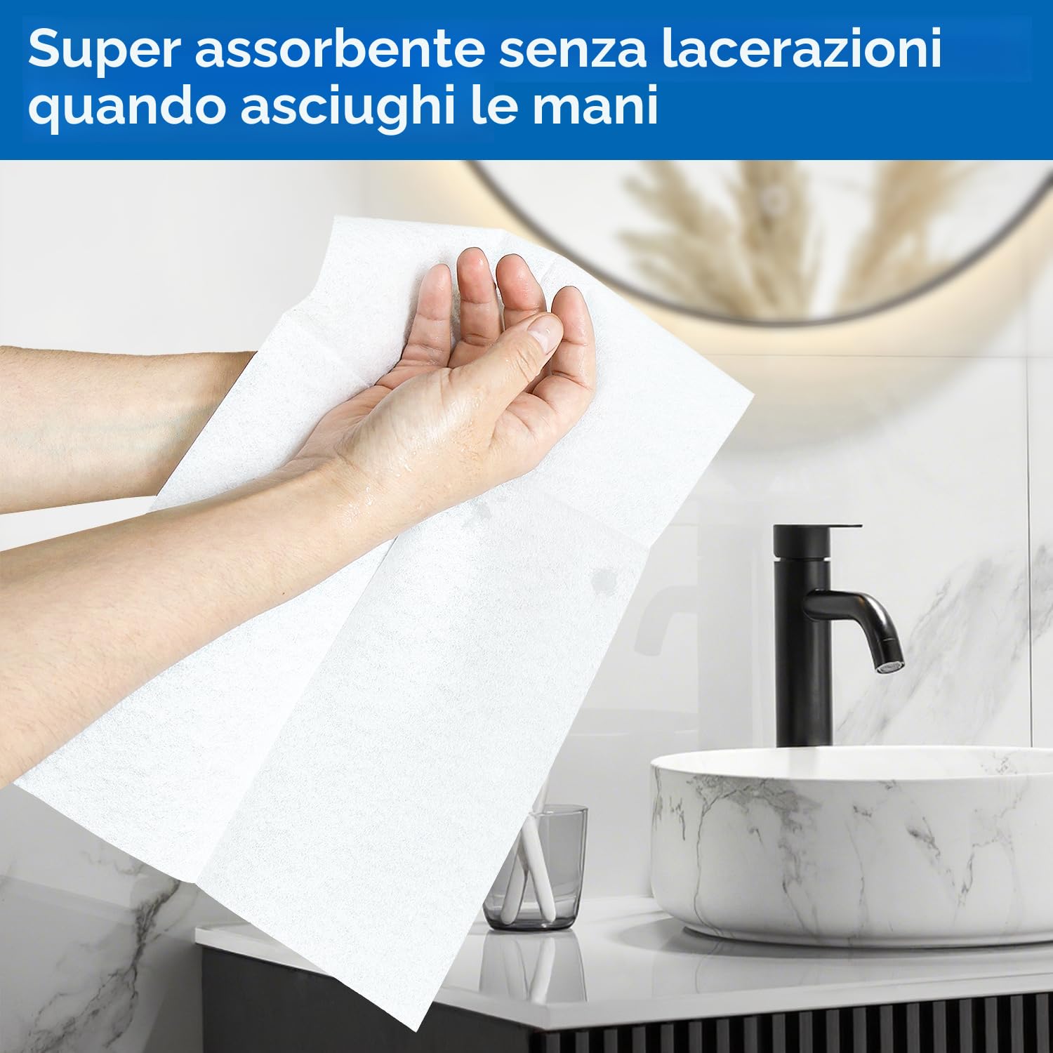 JEBBLAS Asciugamani usa e getta per ospiti, asciugamani di carta effetto lino, morbidi e assorbenti per cucina, feste, bagno, ristorante, eventi, 19,8 x 40 cm, confezione da 200 pezzi, bianco