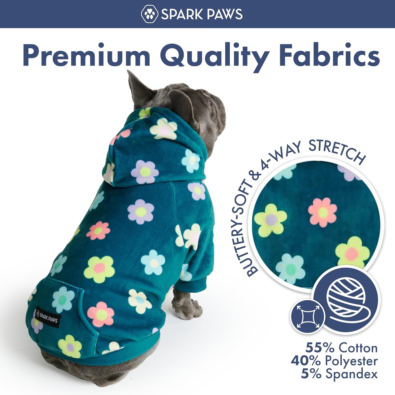 Spark Paws Dog Hoodie – Premium Dog Sweater for Small, Medium, and Large Dogs | Warm Outfits for French Bulldogs, Pitbull, Puppy, Winter Jacket Alternative - Daisy - XL