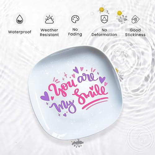 Miniatura 4 de Hojas de vinilo permanentes (paquete de 50 unidades, 12 x 12 pulgadas), 42 vinilos adhesivos de color + 8 cintas de transferencia, 1 raspador,