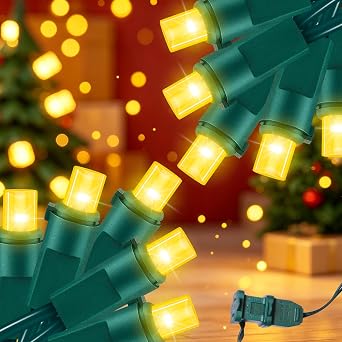 100 LED Mini Christmas Lights,Outdoor Yellow Led String Lights for Garden Wedding Patio Trees Lighting Decoration,21.6 Feet Green Wire