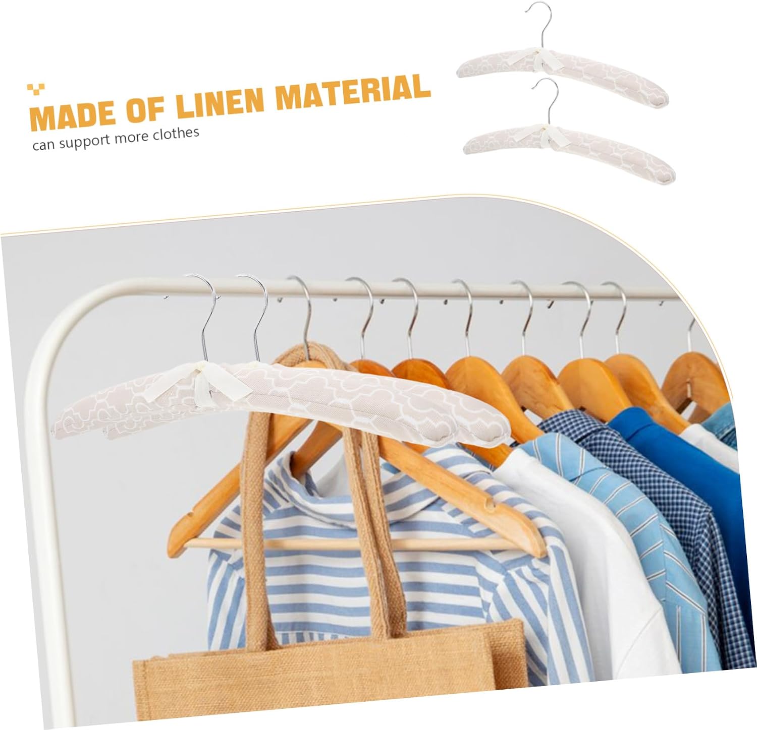 Unomor 5pcs Floral Pattern Linen Padded Hangers for Women Clothing Non-Slip Thickened Hangers for Sweaters and Coats Garment Storage