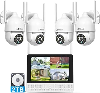 ANRAN 3K PTZ Kit Caméra de Surveillance WiFi Extérieure, 8CH 10.5