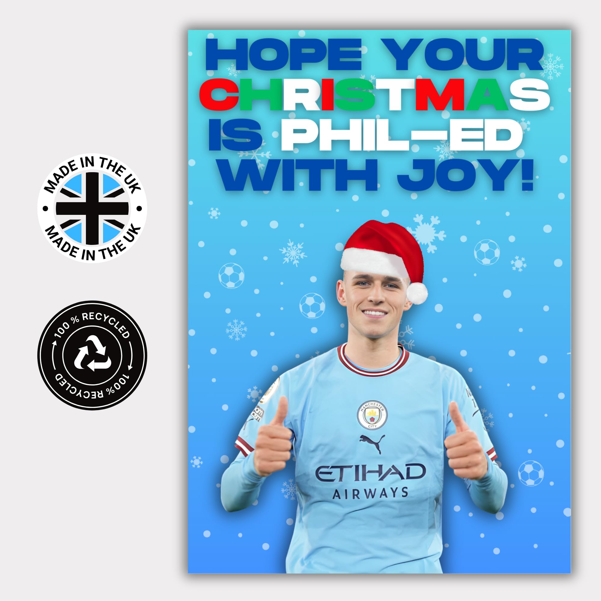 Foden Football Christmas Card, Manchester City Football Fan Christmas Card, Football Christmas Card For Him - Image 2