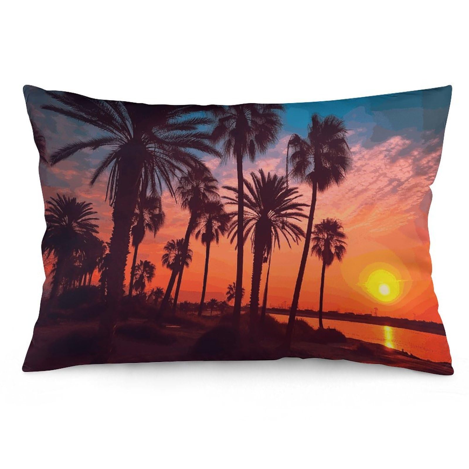NTVOWPZO 2 Pack Decoration Throw Pillow Covers 12 "x20 Pillowcases Covers Palm Tree Sunset Pillowcases Modern Farmhouse Home Decor Sofa Cushions Covers for Couch Bed Living Room
