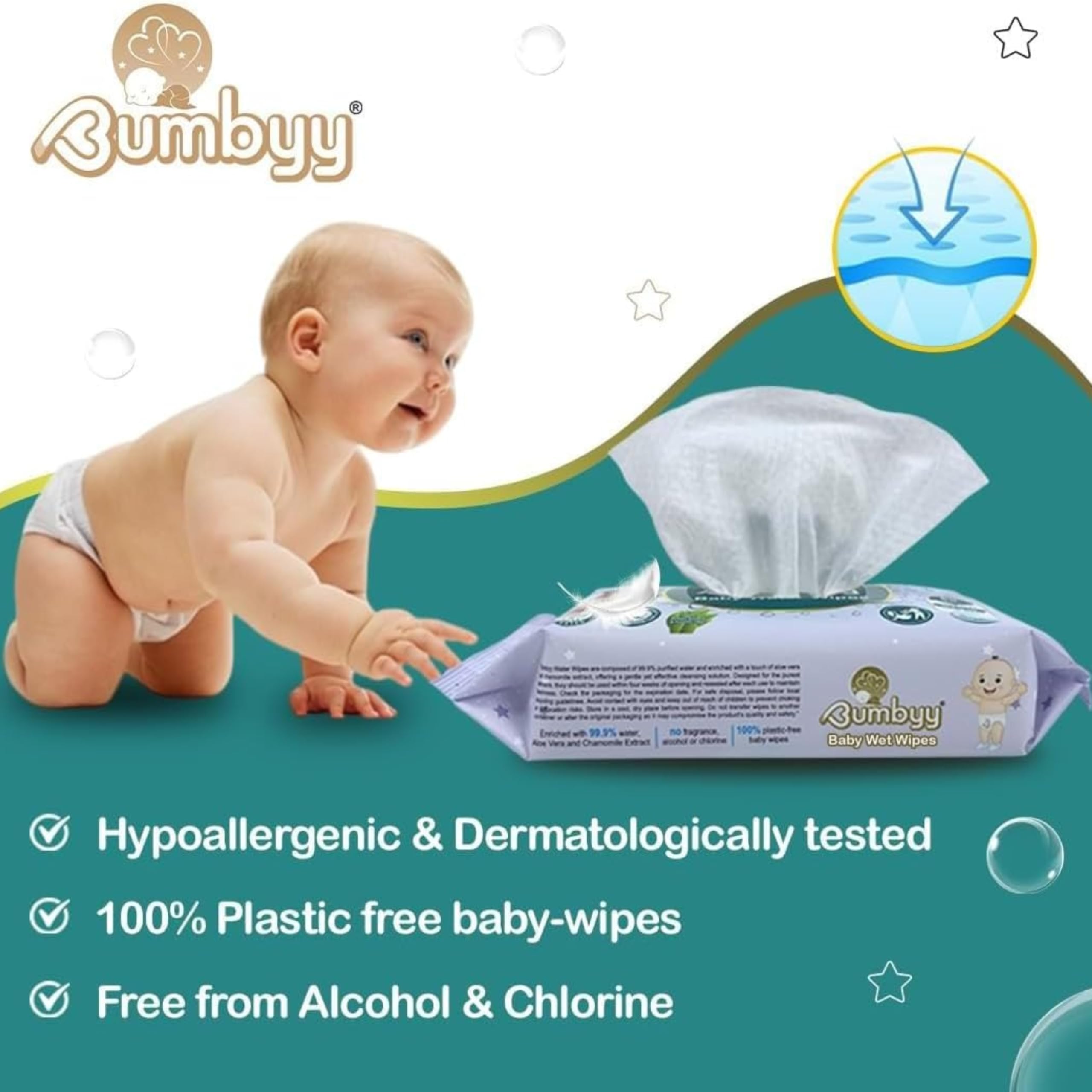 Baby Wipes Multipack 240 Count Wet Sheets, Sensitive Unscented baby Wet Wipes with 99.9% Water, Biodegradable Plastic Free - Image 4