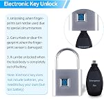 Serrure d'empreintes digitales,Padlock d'impression digitale avec clé d'urgence Initialiser l'empreinte digitale, IP66 Padlock Smart étanche pour entrepôts, salle de gym, écoles, maisons, cabinets de bureau
