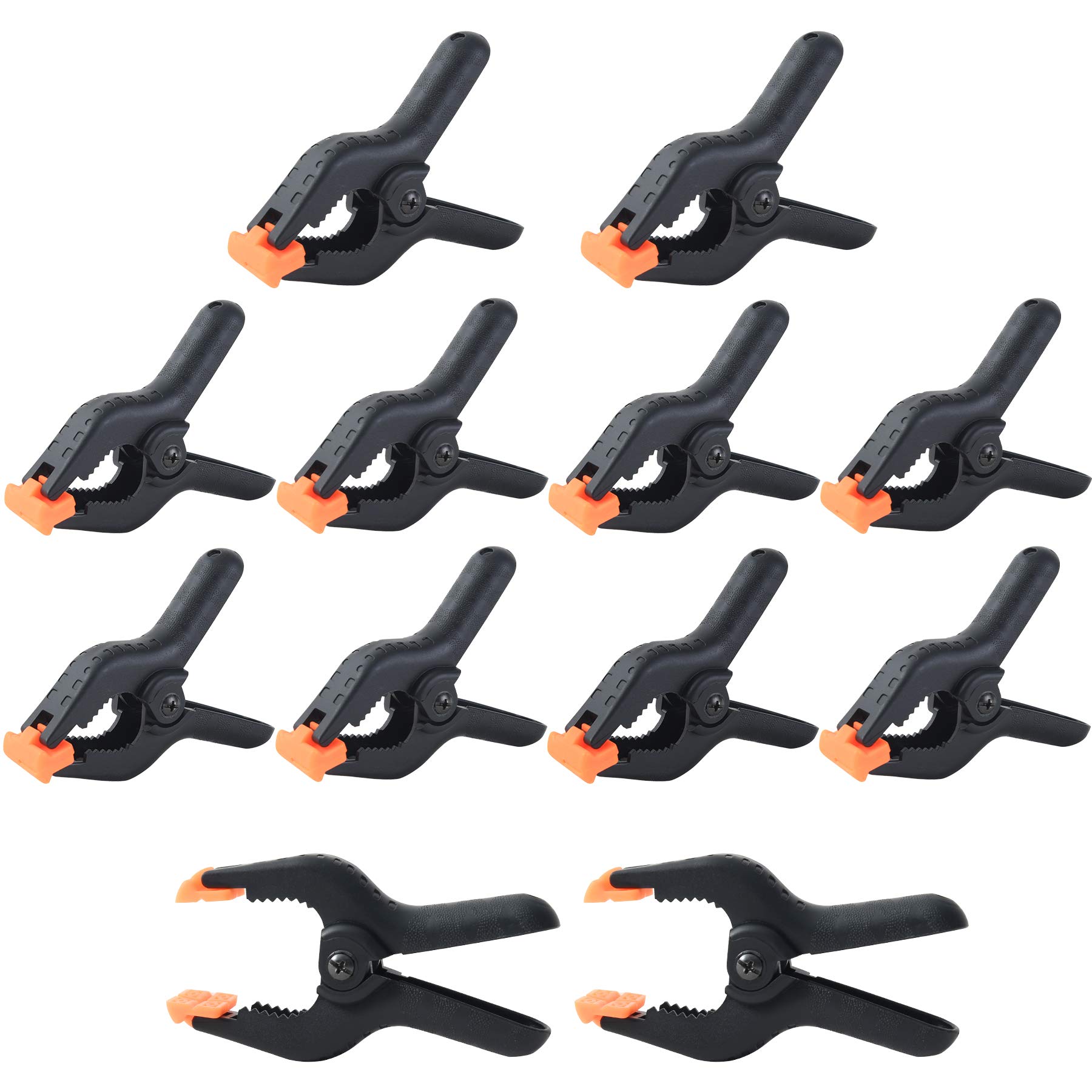 12 Piece Heavy Duty Nylon Spring Clamps with Large 7.5cm, 11.5 cm,16.5 cm Extra Strength and Grip Clips Clamps for Wood Working Projects, Photography Studios, Crafts