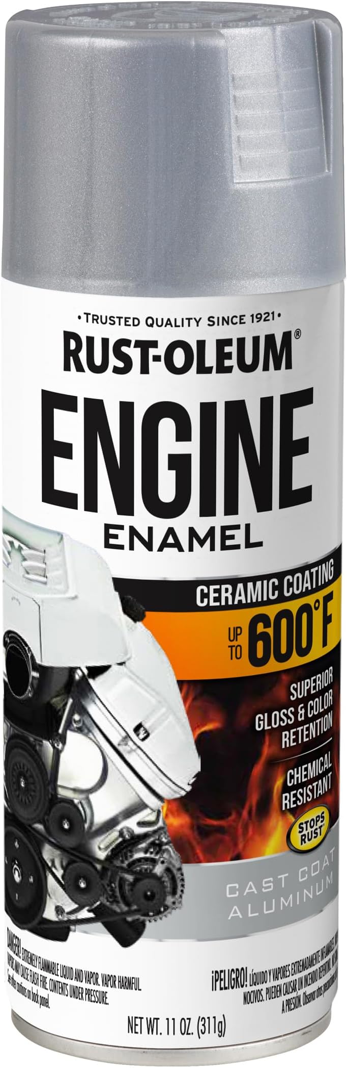 Rust-Oleum 366429 Engine Enamel Spray Paint, 11 oz, Cast Coat Aluminum