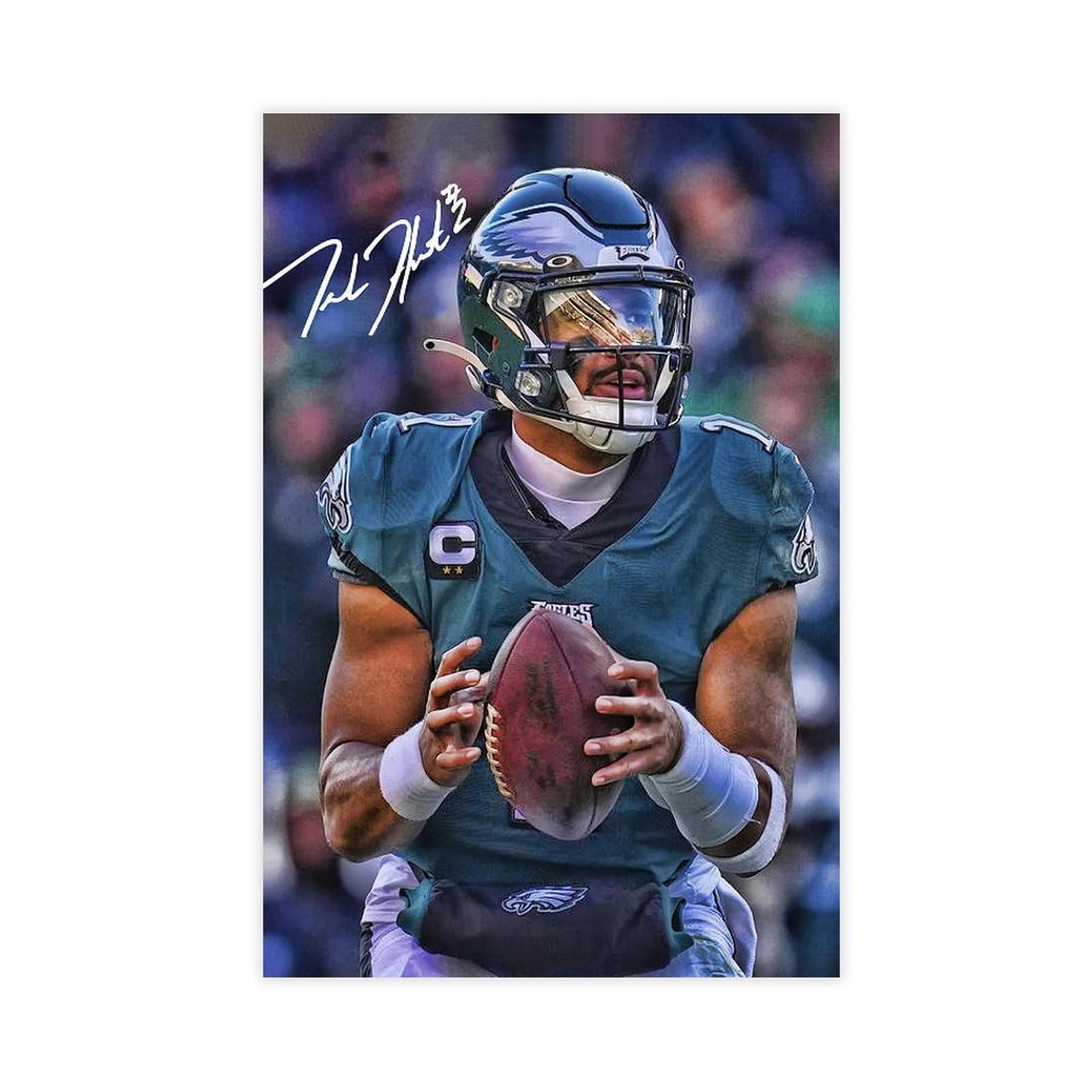 YANGGUANG Jalen Hurts Poster Football Signed Canvas Bedroom Wall Decor Print Picture Office Dorm Room Decor Gifts Unframe:12x18inch(30x45cm)