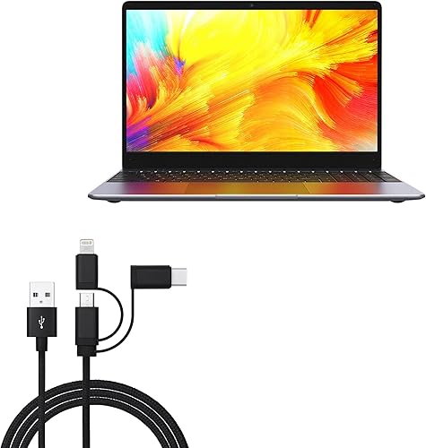 Miniatura 1 de BoxWave Cable compatible con Chuwi GemiBook XPro, cable AllCharge 3 en 1, color negro azabache