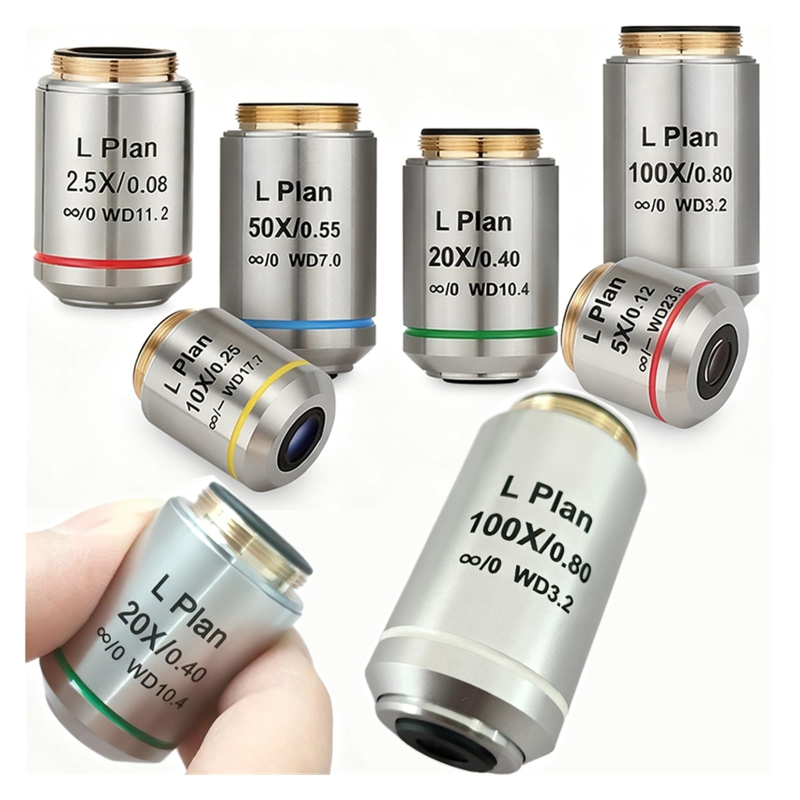 Microscope Objective, Lente Objetivo de microscopio Infinity 2.5X-100X
