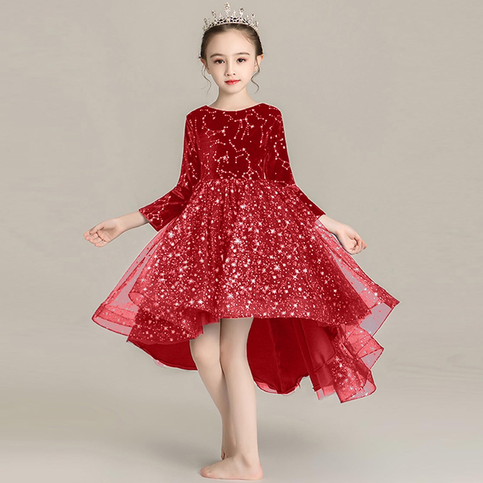 Generisch Kleinkind Mädchen Niedliches Pailletten Glitzer Party Karneval Kleid Prinzessin Formales Kleid für Kinderfest Elegant Geburtstag