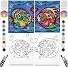 VALLSIP 2 Pack Paint and Sip Canvas Painting Kit Pre Drawn Canvas for Painting for adults Stretched Canvas Couples Games Date Night Afro Couple Paint Party Valentines Gift Fish