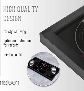 nielsen Vinyl Double Record Display Frame - Black Wood 31.4x63.3x2.5cm - fits Double LPs - with Push and Turn Clips