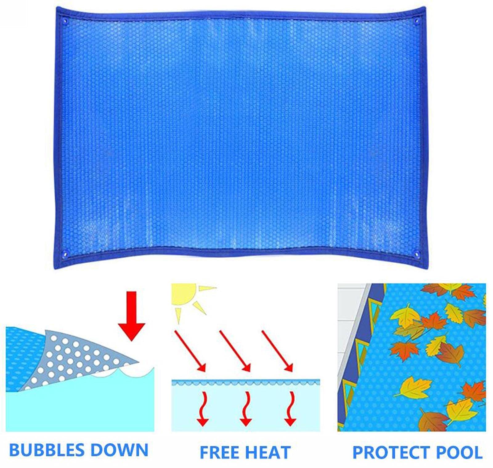 Cubierta Solar 600 μm Cubierta de Burbuja de PE Cubierta Solar para Piscina, Azul-500 cm x 600 cm (16 pies × 19 pies)
