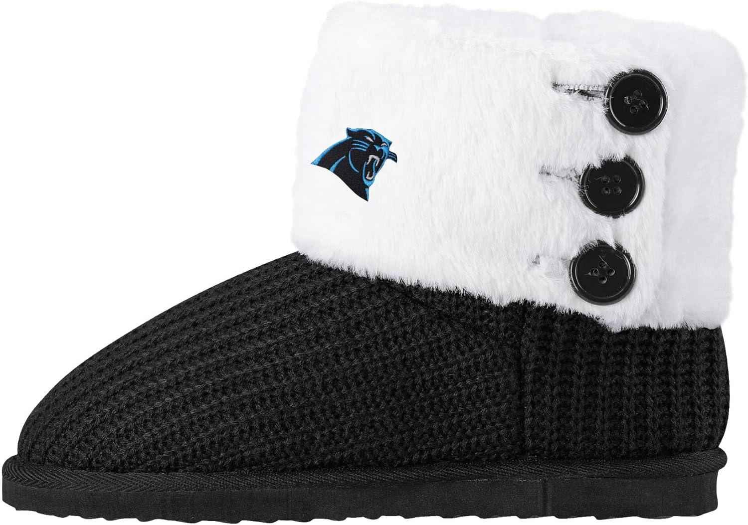 FOCO Womens NFL Team Logo Knit High End Black Button Boots