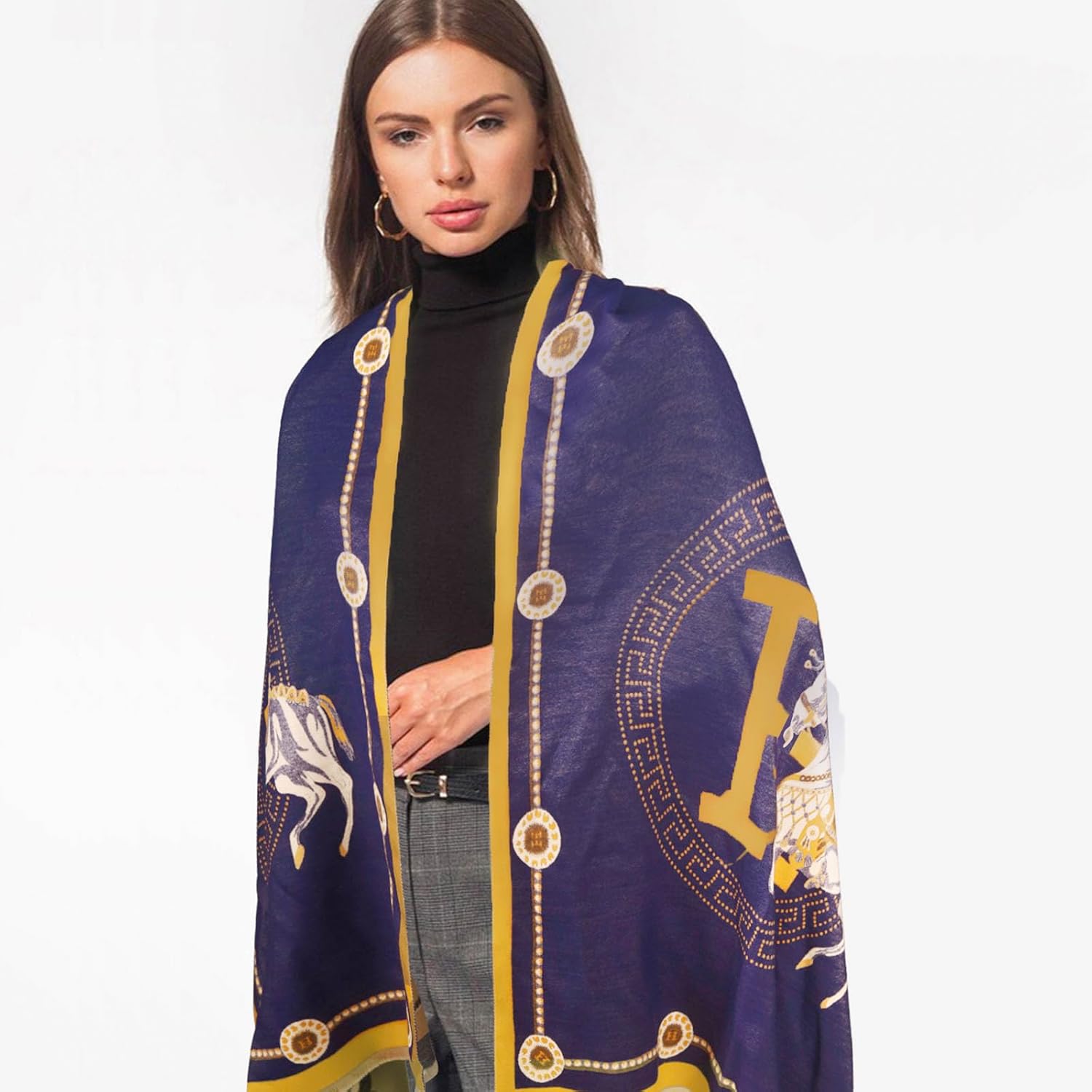 EXTREE Scarfs for Women Pashmina Silky Shawl Wrap for Evening Dressing Blanket Open Front Poncho Cape