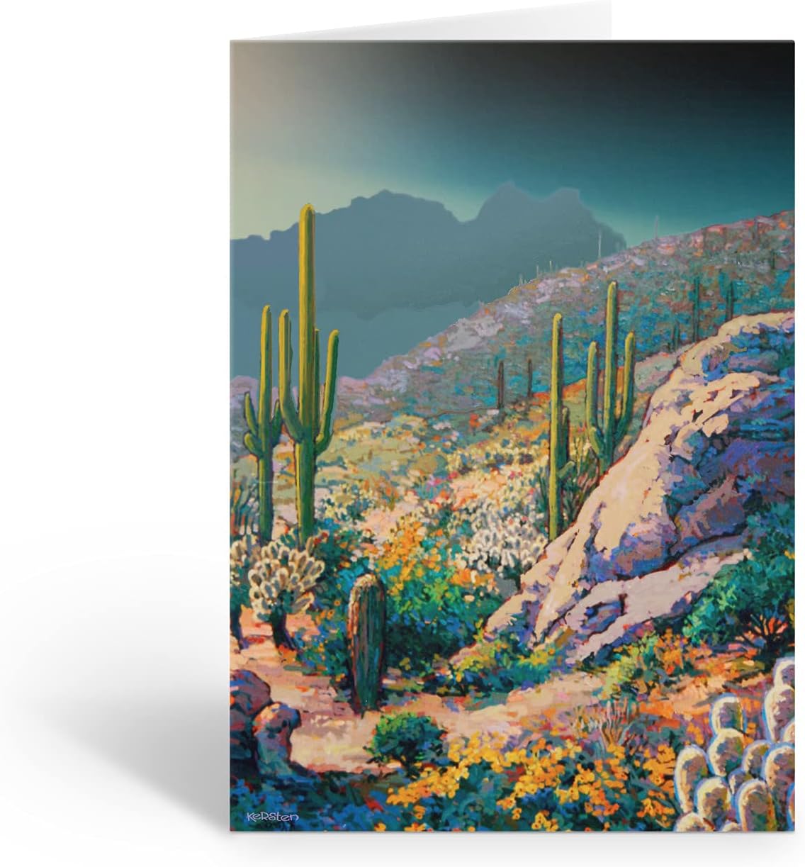 Stonehouse Collection Colorful Sagauro Note Card - Southwest Desert - Boxed Blank Note Card (Colorful Saguaro)