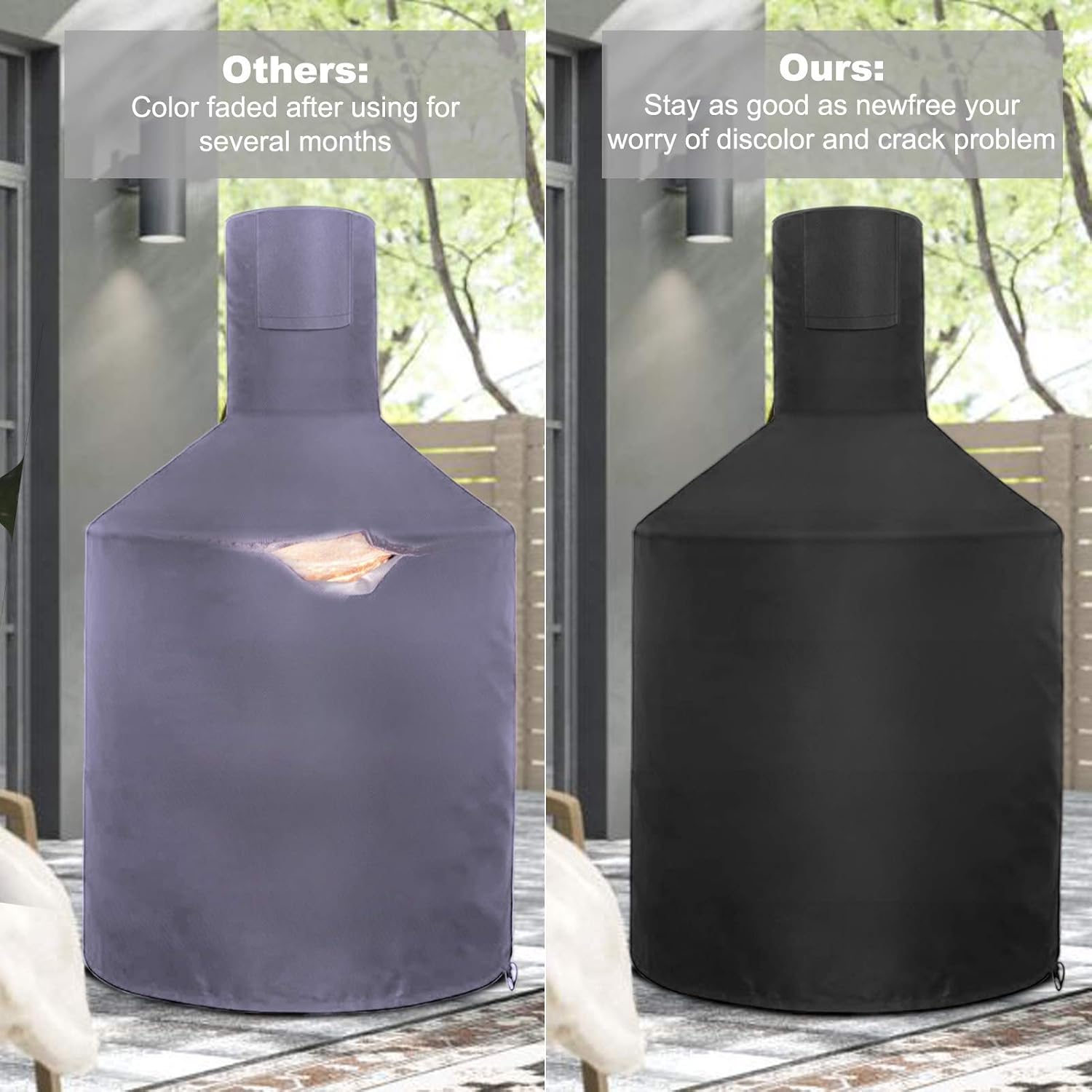 Chiminea Cover, Heavy Duty 600D Waterproof Polyester Fabric Chiminea Fire Pit Cover, Weather Resistant Chiminea Protective Cover Black 48inch : Everything Else