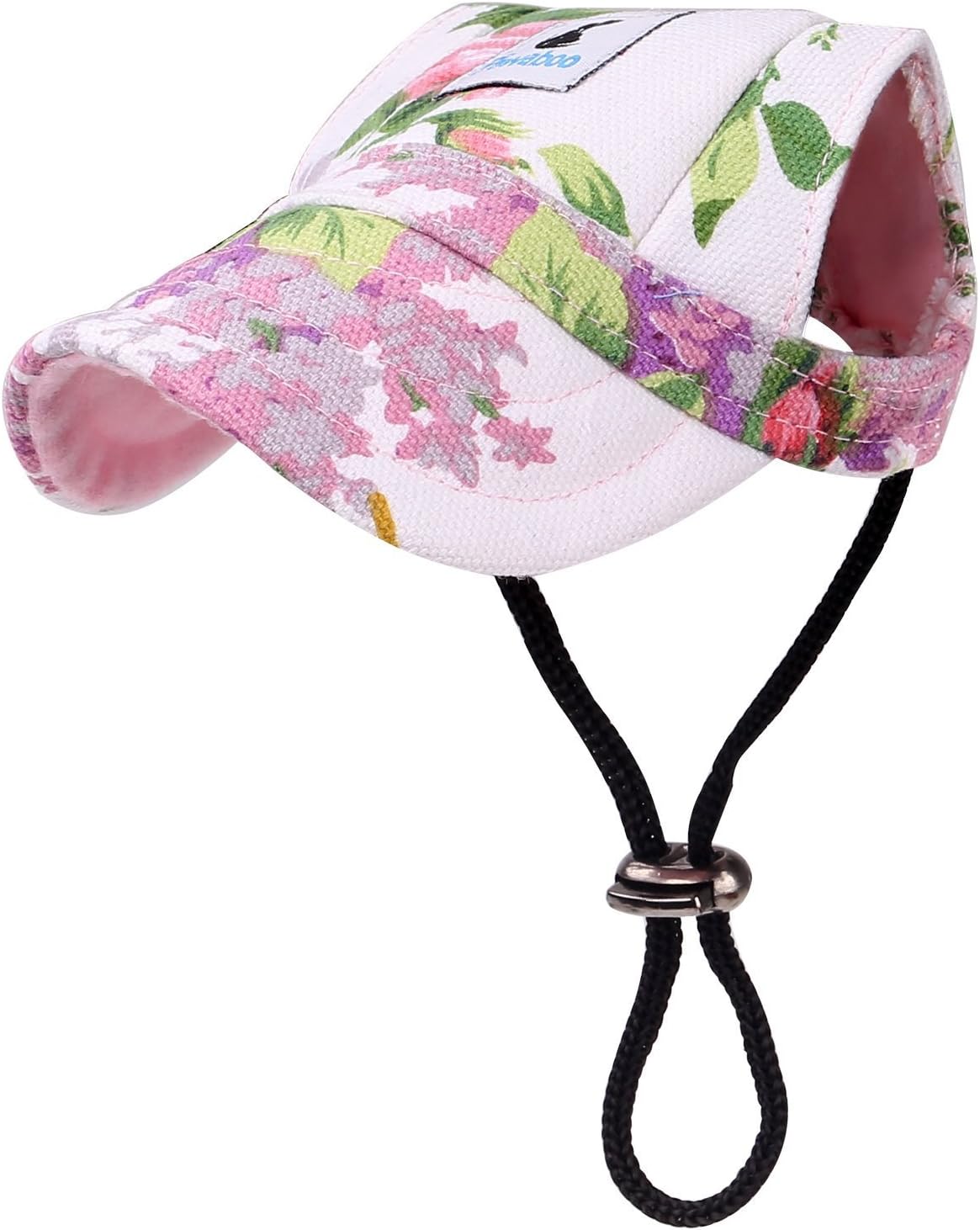 Pawaboo Dog Baseball Cap, Adjustable Baseball Cap for Outdoor Sports Against Sun with 2 Ear Holes and Chin Strap for Dog, L-Flower
