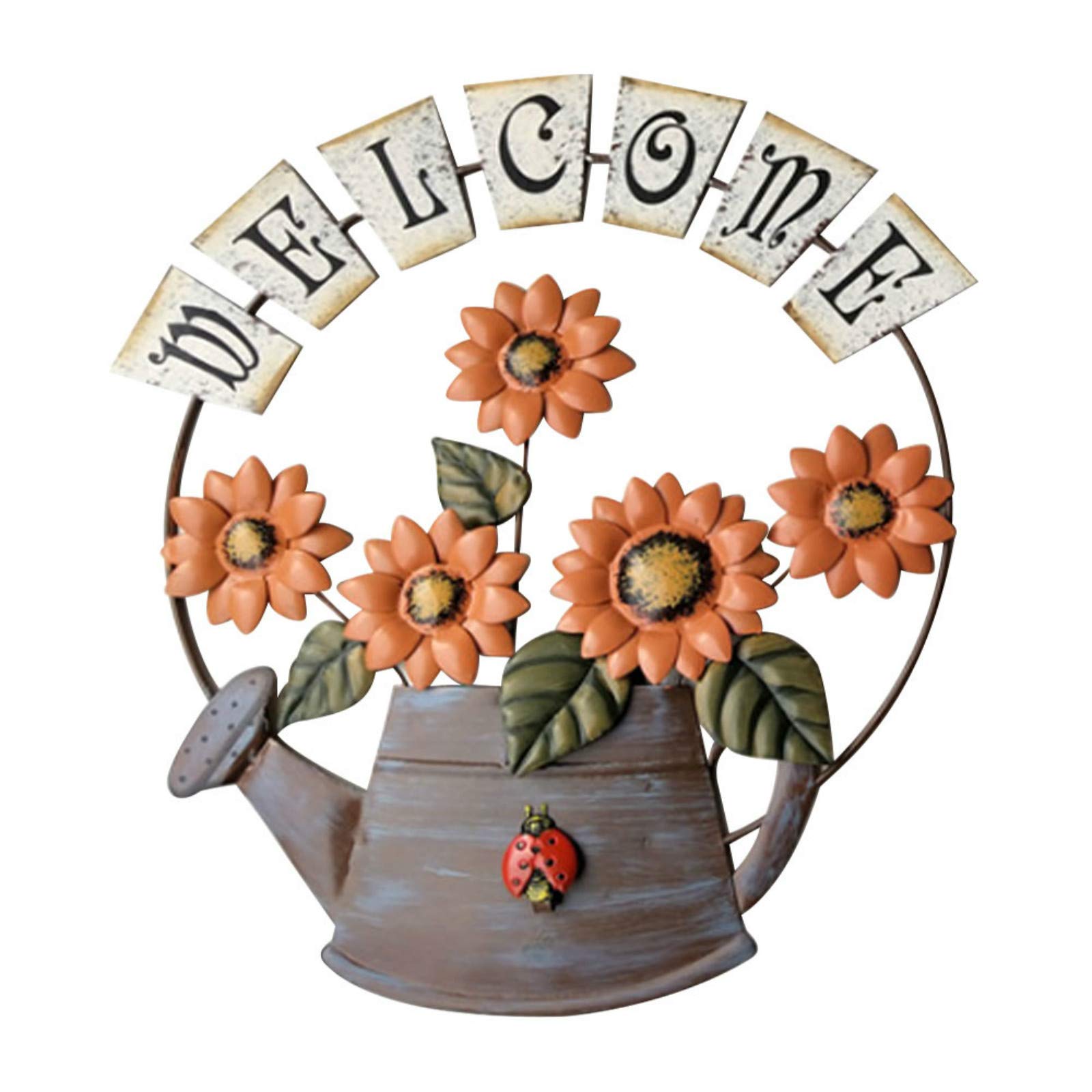 HLTER Watering Can Welcome Sign, Metal Sunflower Welcome Sign, Wall Hanging Art Decor Front Door, Welcome Door Sign for Garden Yard Entryway Decor