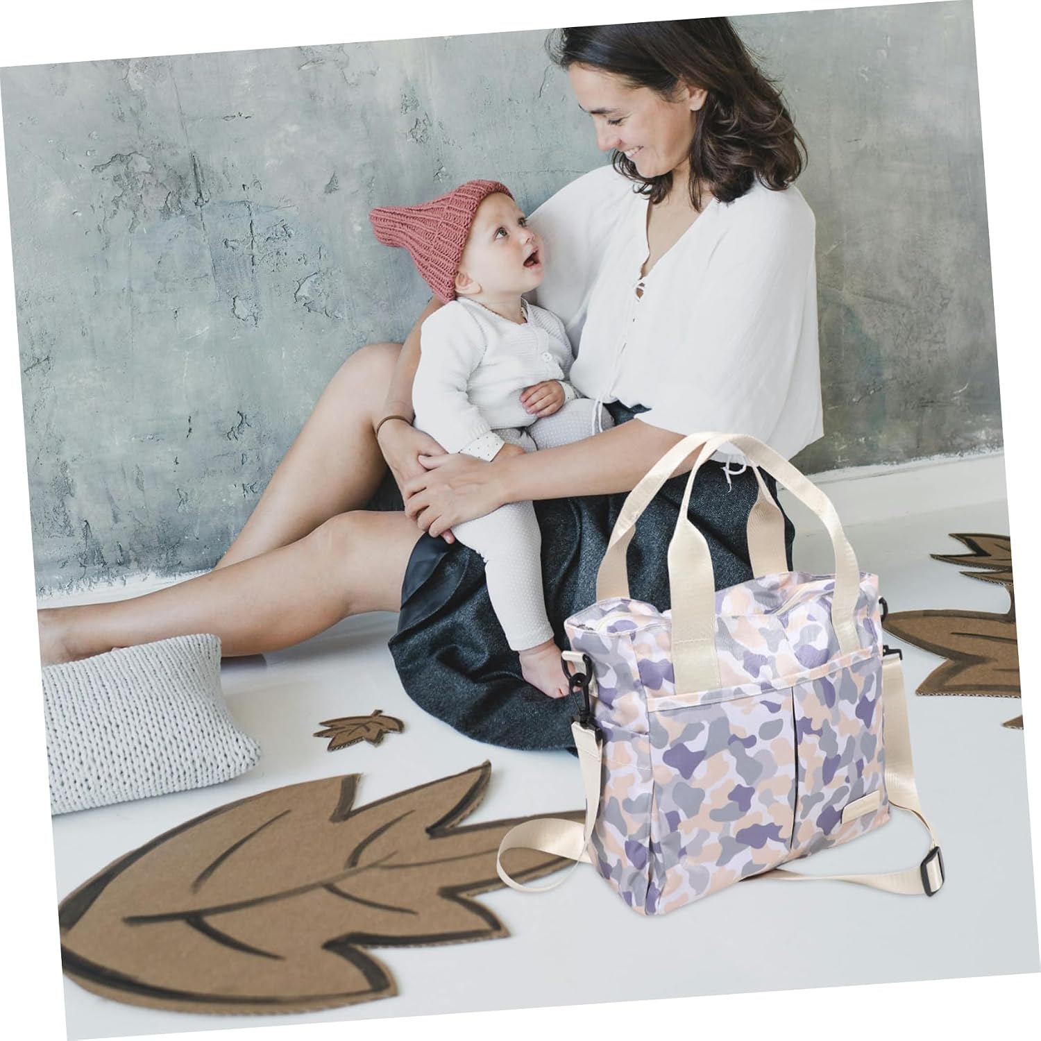 SHOWERORO Large Capacity Mommy Tote Bag for Baby Multi-Functional Diaper Bag Pockets Lightweight Canvas Handbag for Moms for Travel and Hospital