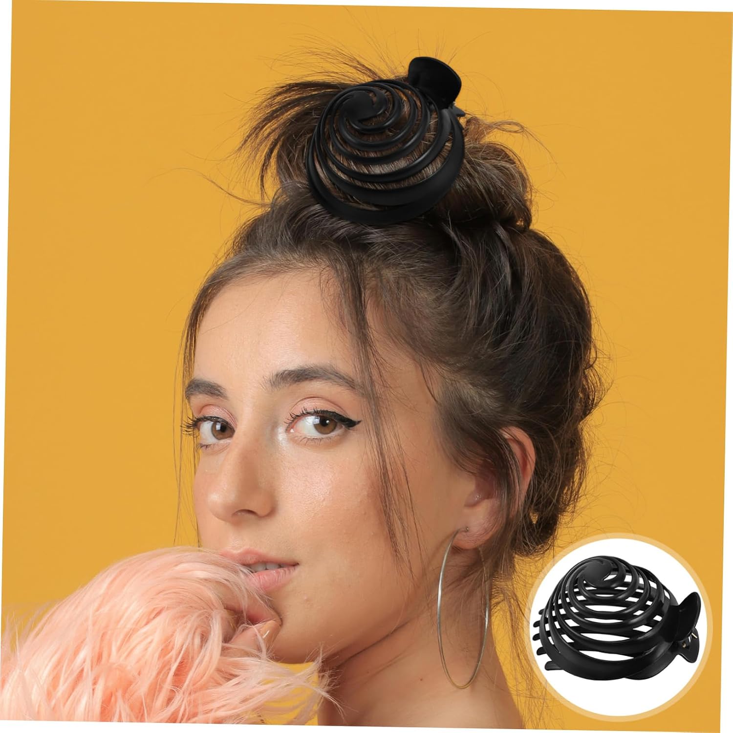 Black Resin Spiral Hair Clip for Effortless Bun Styles Non- and Strong Grip Hair Holder for Daily Wear Parties and Weddings