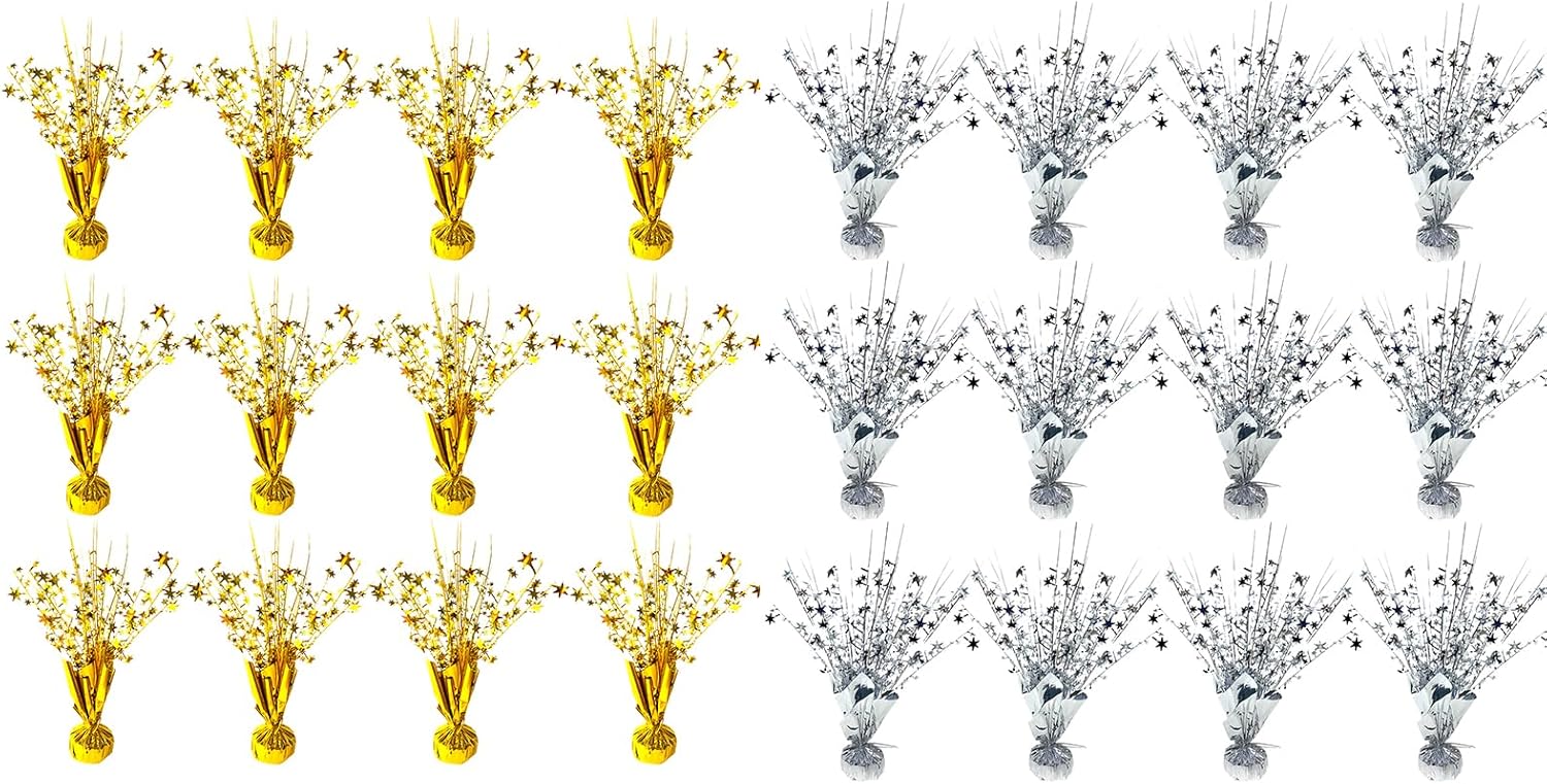 12 Pack Metallic Foil Spray Centerpiece Star Table Decoration Burst Table Centerpieces for Birthday Wedding Anniversary Graduation Holiday Party Supplies Decor