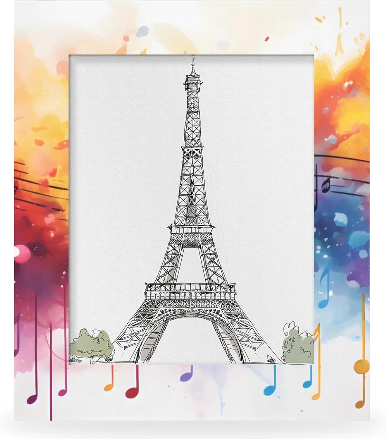 8x10 Picture Frame Colorful Music Notes Wooden Wall Hanging or Tabletop 8x10 Photo Frame Collage Family Wedding Picture Frames for Home Decor Gifts