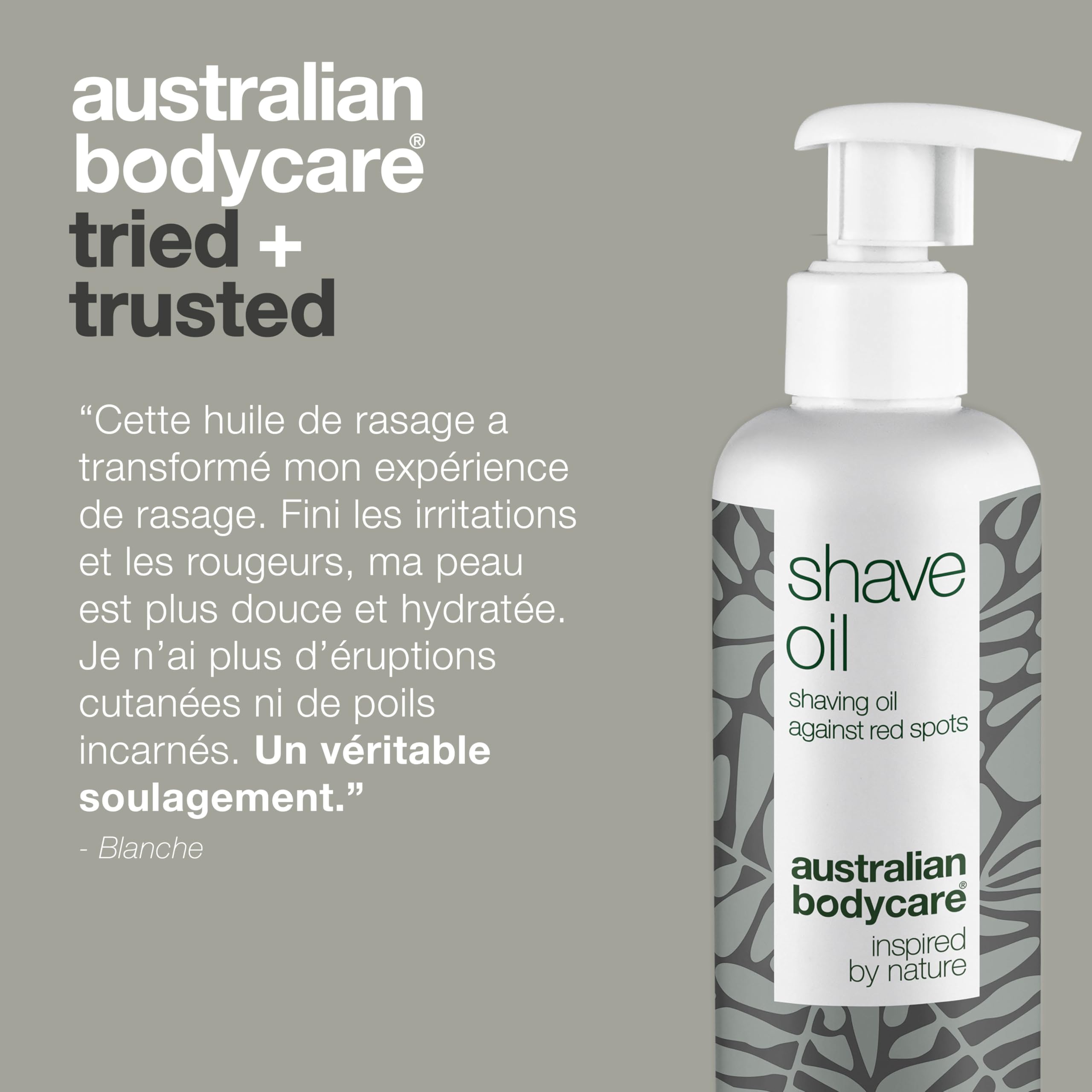 Huile de rasage pour tout le corps (250 ml) - Huile de rasage contre l'irritation, les rougeurs et les boutons de rasage - Résultat : peau lisse, douce, avec moins d'irritation et de rougeurs