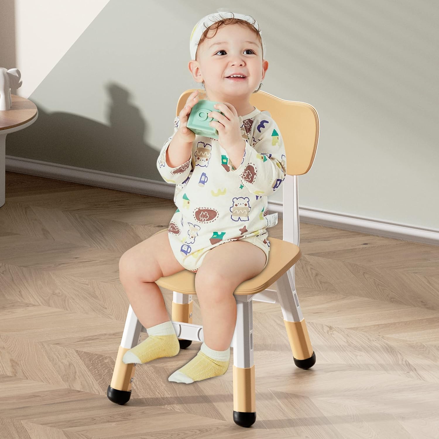 Kids' Desk Chairs Adjustable Height is Suitable for Children's Chairs Used in Families, Schools and Day-Care Between 2-10 Years Old The Max Bearing Capacity is 220LB(5PCS-Mint Green) 1 Chairs Beige