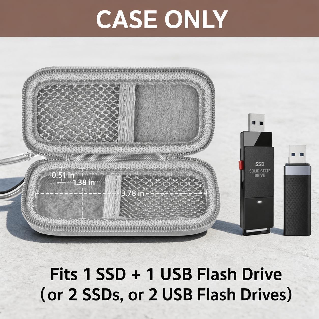 USB Flash Drive Case for SanDisk for Samsung SD Memory Cards, Storage Bag for Buffalo External 1.0TB Portable SSD, Mini Size for Office, Travel, Commuting【Not Included SSD & Thumb Drive】(White)