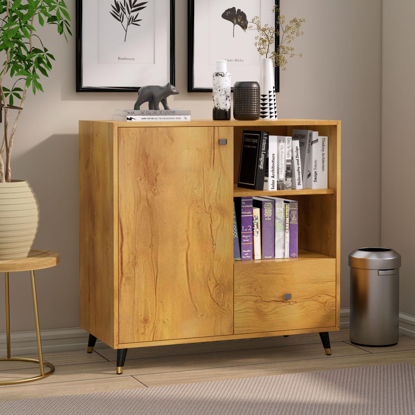 Bniture Bookshelf for Home with 2 Open Shelf & Drawer | Engineered Wood Book Shelf for Home Display Rack | Multipurpose Bookcase Organizer for Living Room, Bedroom & Office | Giant Wood-image-15