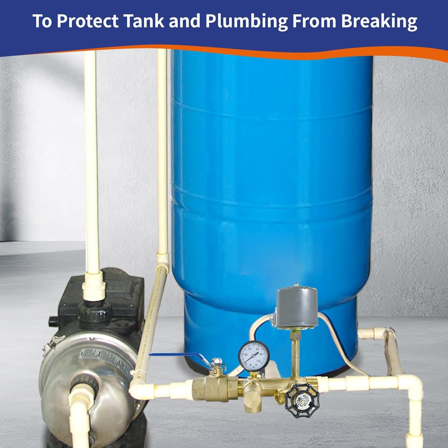 1"x 11"Well Pressure Tank Tee Kit for Water Well Pressure Tank with 30-50Psi Pressure Switch, Brass Pressure Tank Installation Kit for Well Tank with Diameters Up to 16"