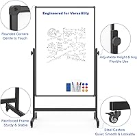 Vista 3 de Rolling Whiteboard on Wheels, Double-Sided Magnetic Dry Erase Board with Stand, Mobile White Board for Office, Classroom, Home (32" x 48")