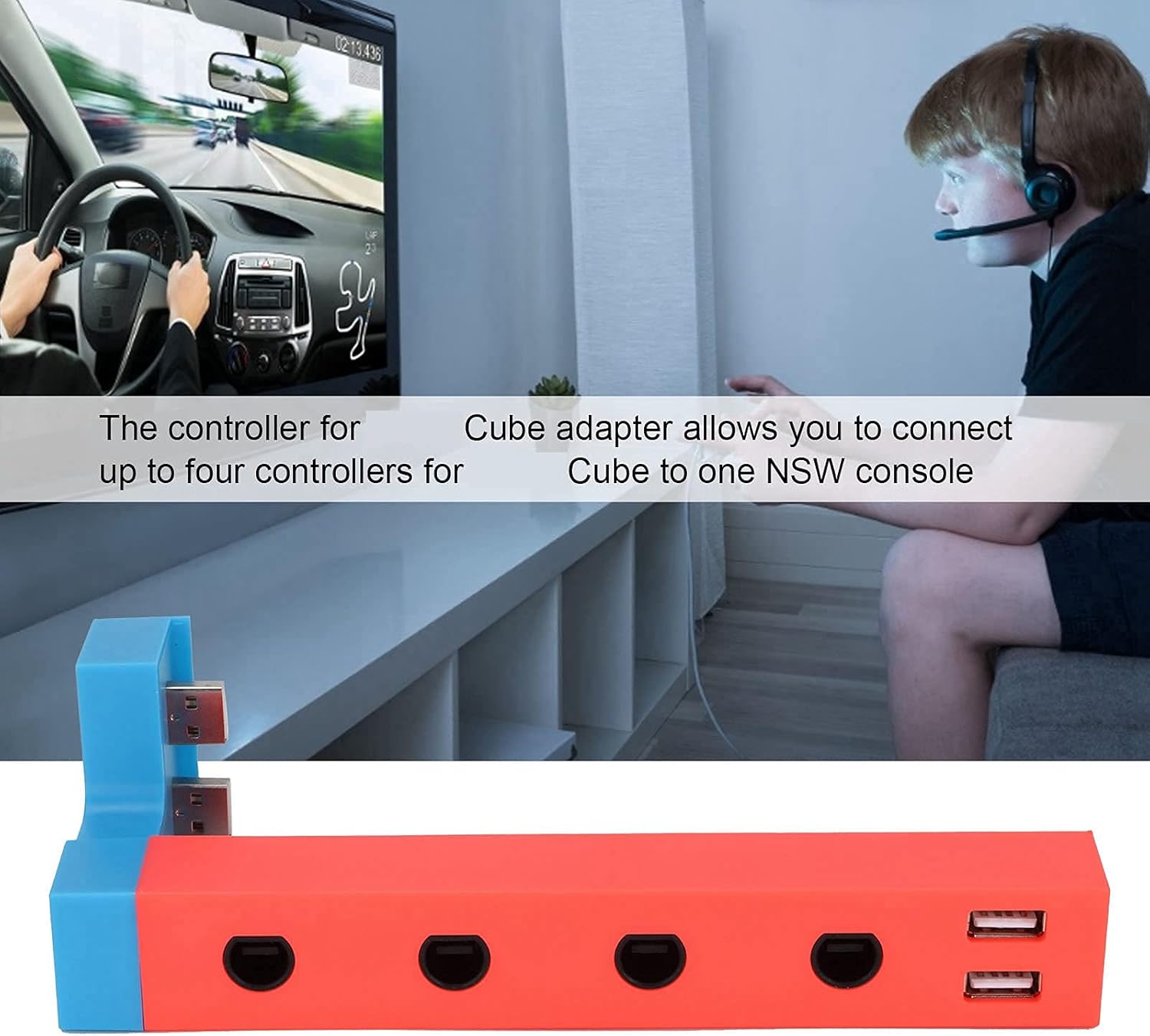 Hilitand for Controller Adapter for/for/PC with 4 Ports, Wired Controller Adapter with 2 USB Ports for Plug and Play,No Drivers Needed - Image 3