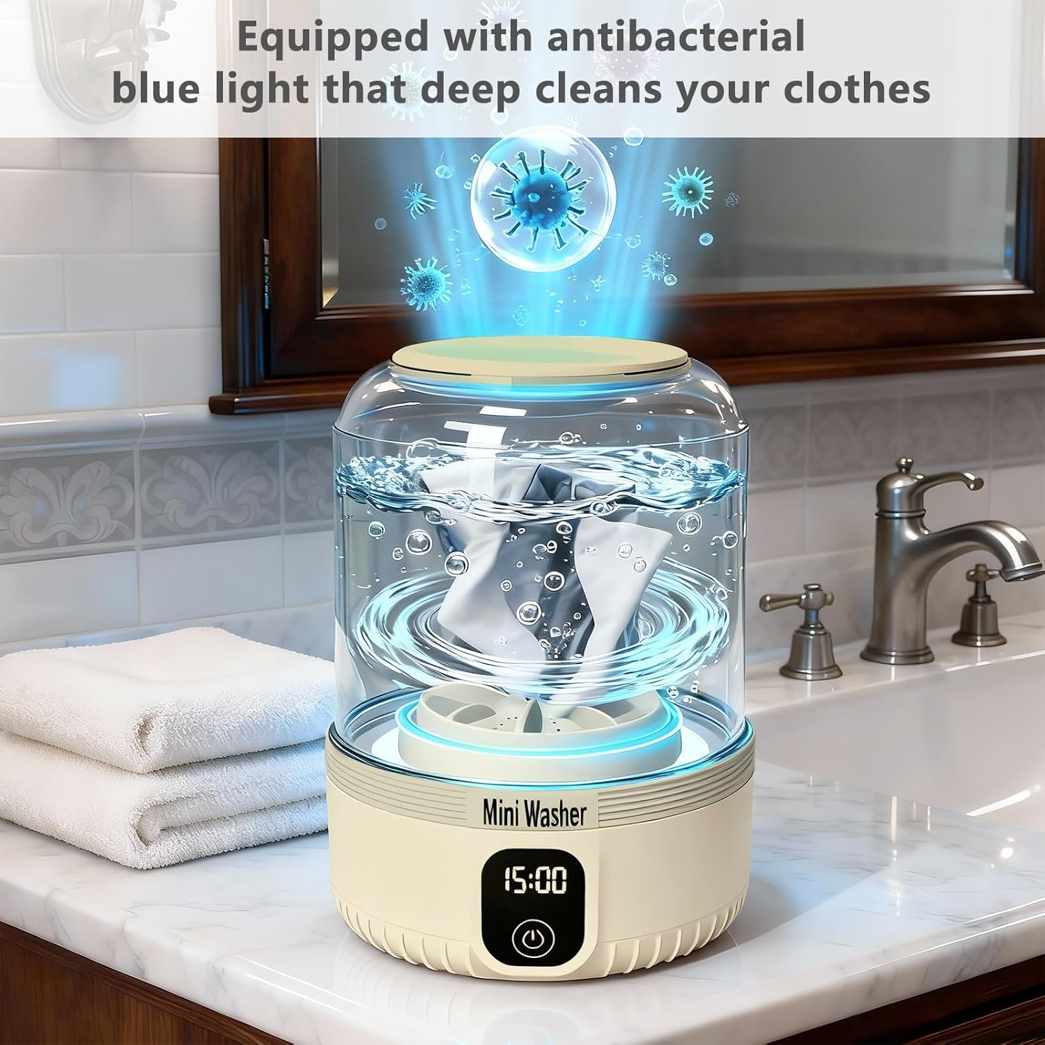 Underwear Washing Machine,2025 Upgrade Mini Washer Deeply Cleans Small Laundry Items, Socks, Underwear, Baby Clothes,Portable Washing Machine is Suitable for, Apartments, Hotels, Travel
