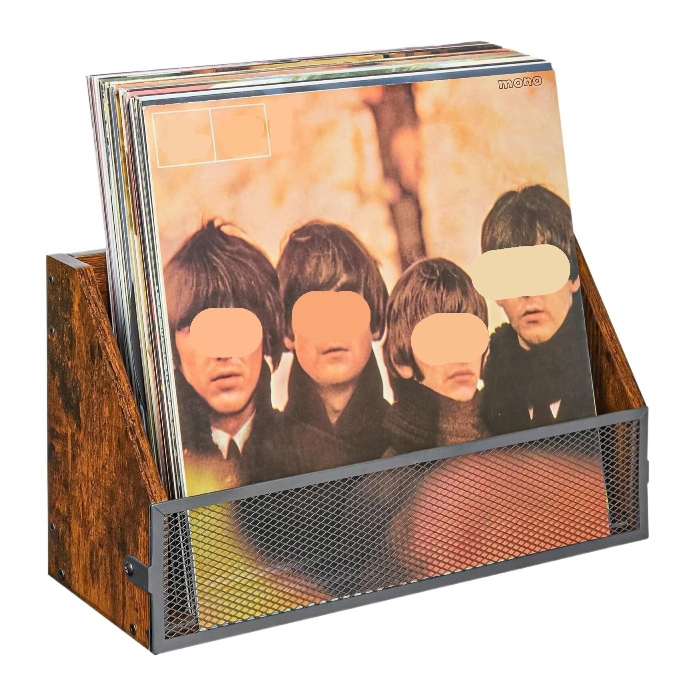 Porta Dischi in Vinile, Contenitore per Dischi in Vinile, Porta Album Vintage in Legno e mensola espositiva per LP per Collezionisti.