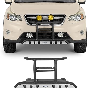 Hooke Road Crosstrek Rally Light Bar Bull Bar Front Bumper Guard for 2013-2017 Subaru XV Crosstrek, with 4 Light Mounting Tabs