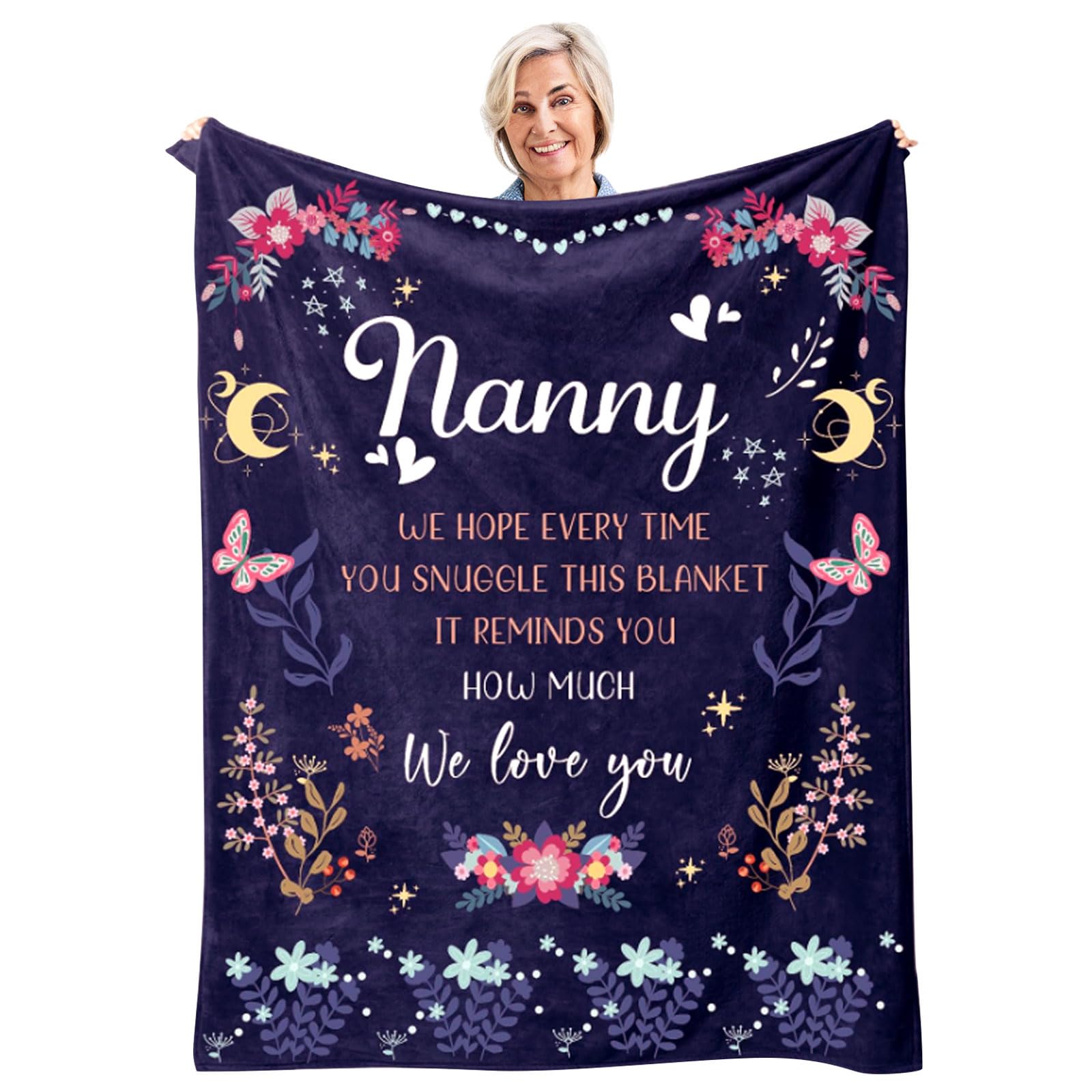 InfiniZer Christmas Nanny Gifts, for Grandma, Nanny Gifts from Grandkids,Throw Blanket 60"X50"