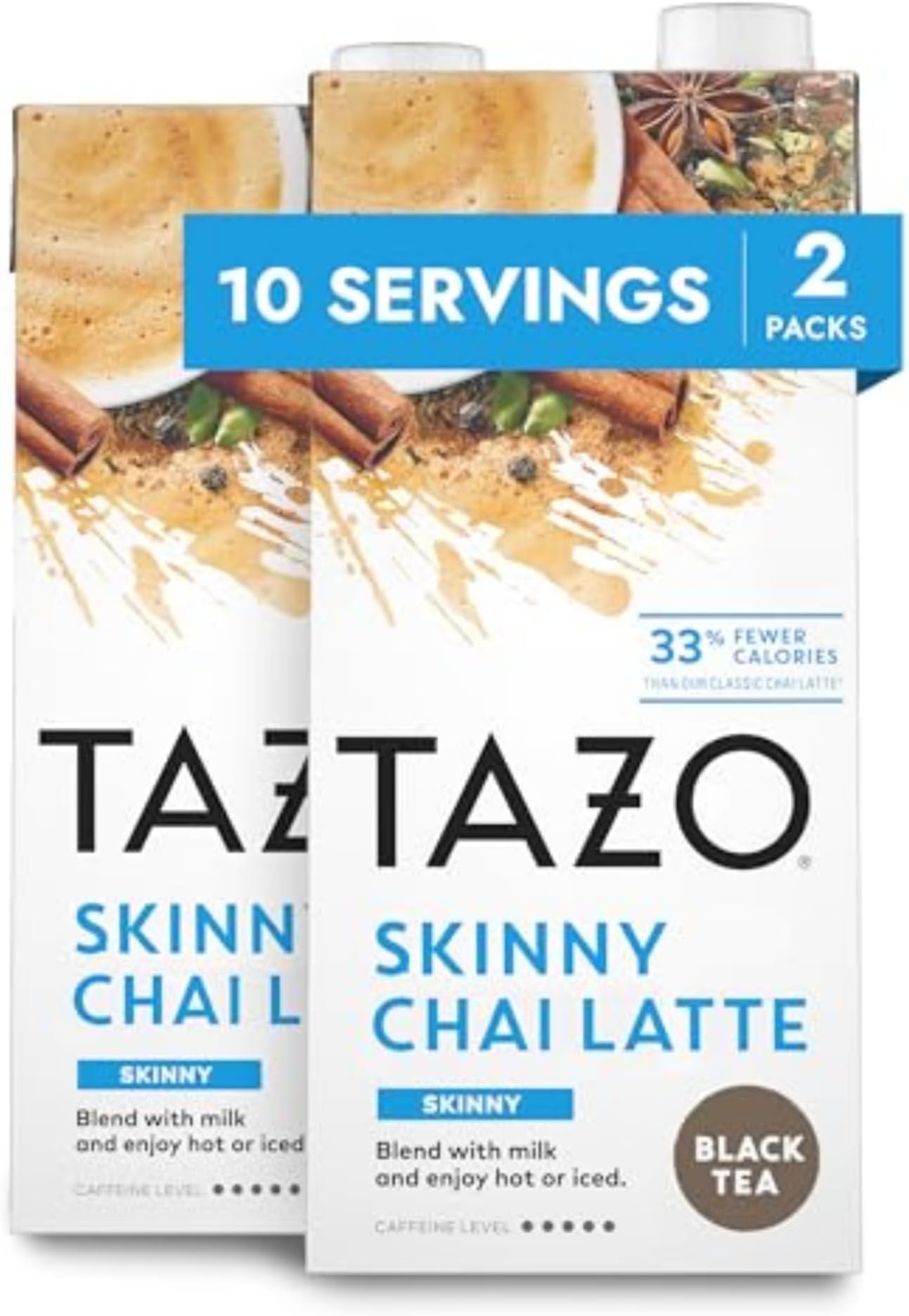 Skinny Chai Latte Concentrate, Hot or Iced Black Tea, Easy-to-Serve, Everyday Low Calorie Lattes and Mocktails, 32 oz Carton (Pack of 2)