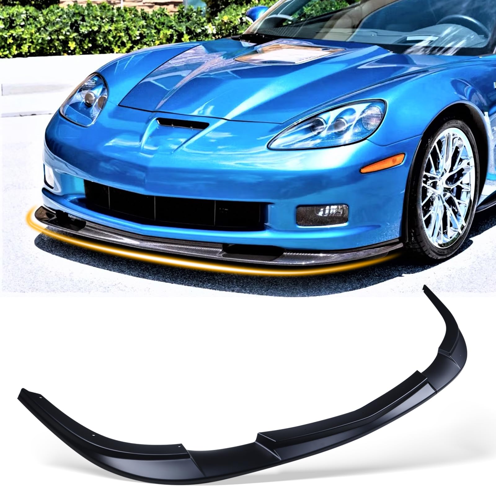 Front Bumper Lip Fit for Chevy Corvette C6 Z06 2005-2013 ZR1 Style Chin Splitter Spoiler Diffuser Protector Guard Wing Body Kit Air Dam Corvette C6 Accessories(Matte Black)