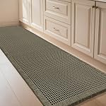 Waffle Bath Mat Beige 36"x24", Boho Woven Modern Bath Mat Rugs, Absorbent Non Slip Bathroom Rugs, Soft Washable Bath Rugs with Tassels for Bathroom, Bedroom, Kitchen, Shower, Tub
