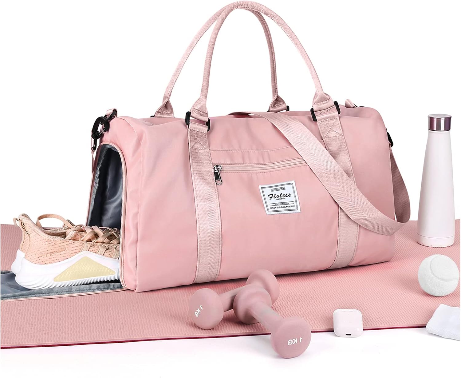 Gym Bag Womens Mens with Shoes Compartment and Wet Pocket,Travel Duffel Bag for