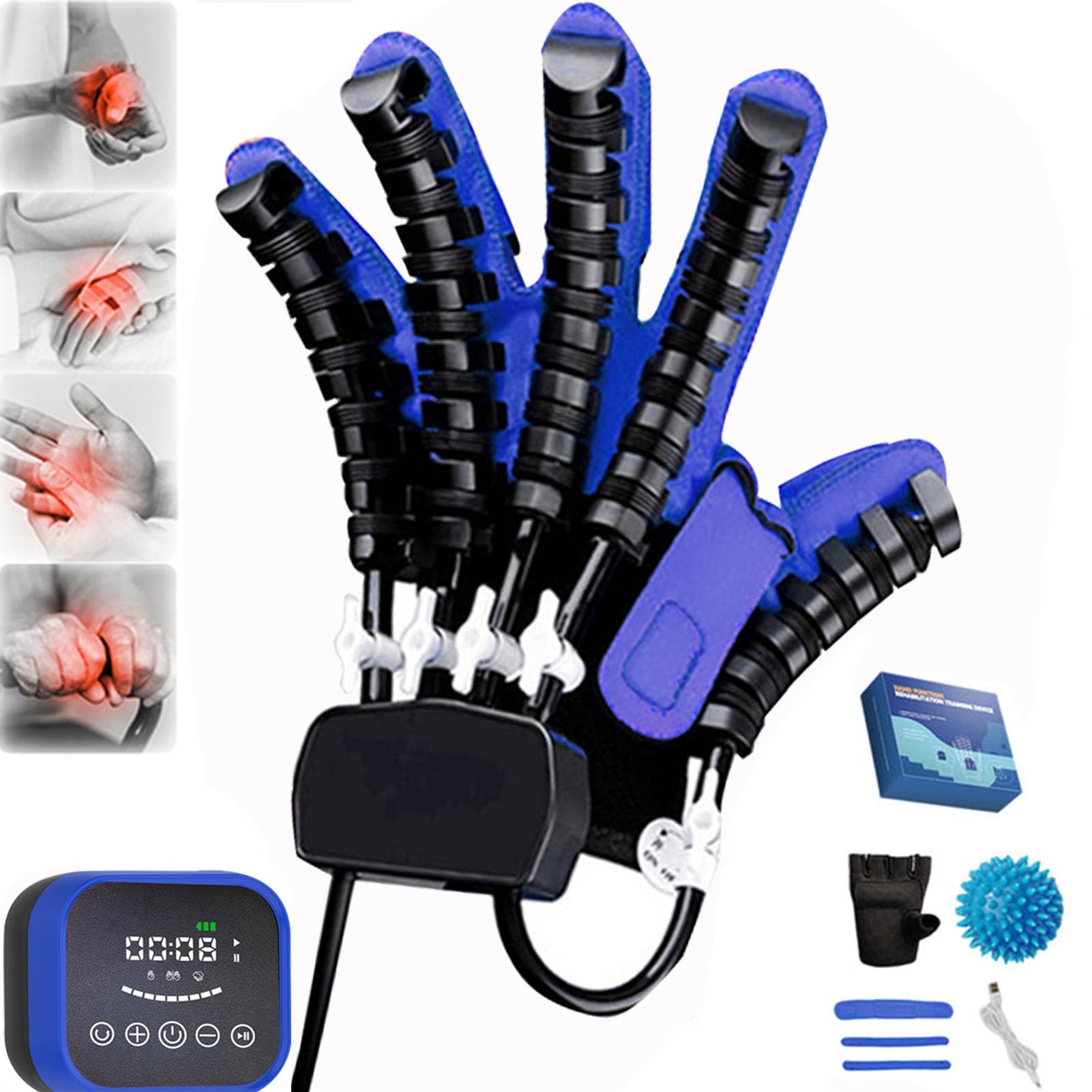 SXSLTSA Stroke Rehabilitation Robot Gloves – Hand Function Recovery Training Device with Finger Orthosis, Flexion & Extension Aid for Arthritis, Hemiplegia and Post-Stroke Patients A Left L