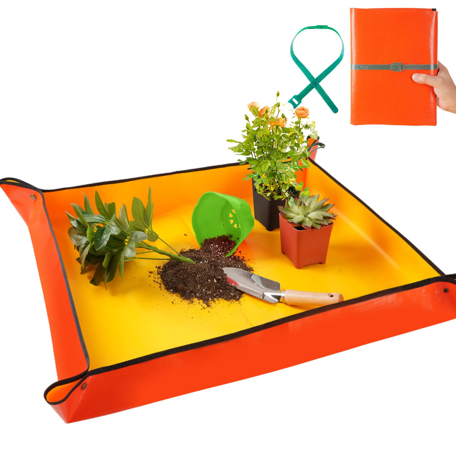 39" X 39" Extra Large Repotting Mat for Indoor Plants Transplanting and Dirt Control, Portable Potting Tray Succulent Planting Mat Gardening Gifts for Women Men Essentials for Plant Lovers