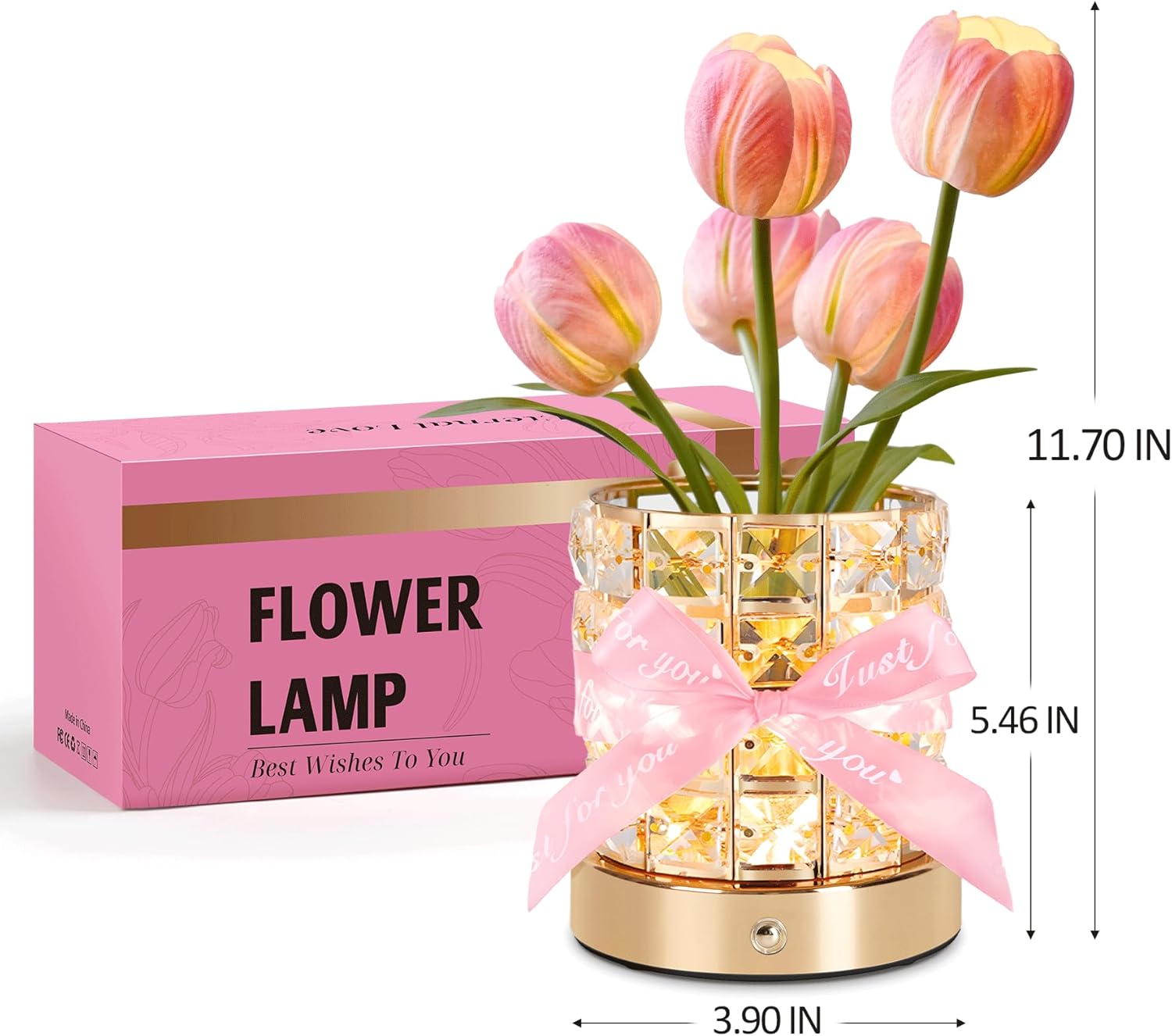Tulip Flower Lamp, Mothers Day Gifts | USB Rechargeable Cordless Night Light | Touch Control | 3-Color Adjustable Dimming | Mothers Day Gift for Mom, Birthday Gift for Women, Home Decor